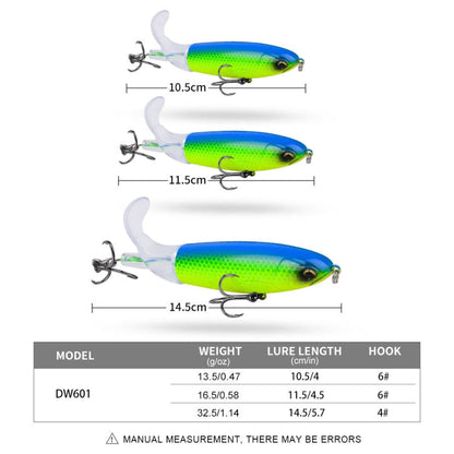 PROBEROS DW601 360 Degree Rotating Propeller Lures Topwater Tethered Tractor Floating Fake Fish Bait, Size: 11.5cm/16.5g(Color A)