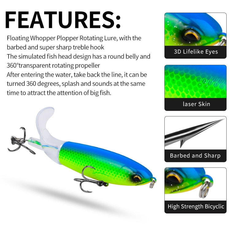 PROBEROS DW601 360 Degree Rotating Propeller Lures Topwater Tethered Tractor Floating Fake Fish Bait, Size: 11.5cm/16.5g(Color A)