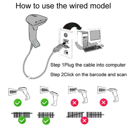 NETUM One-Dimensional Self-Sensing Code Sweeper Handheld Mobile Red Light Scanning Machine, Model: Wired With Bracket
