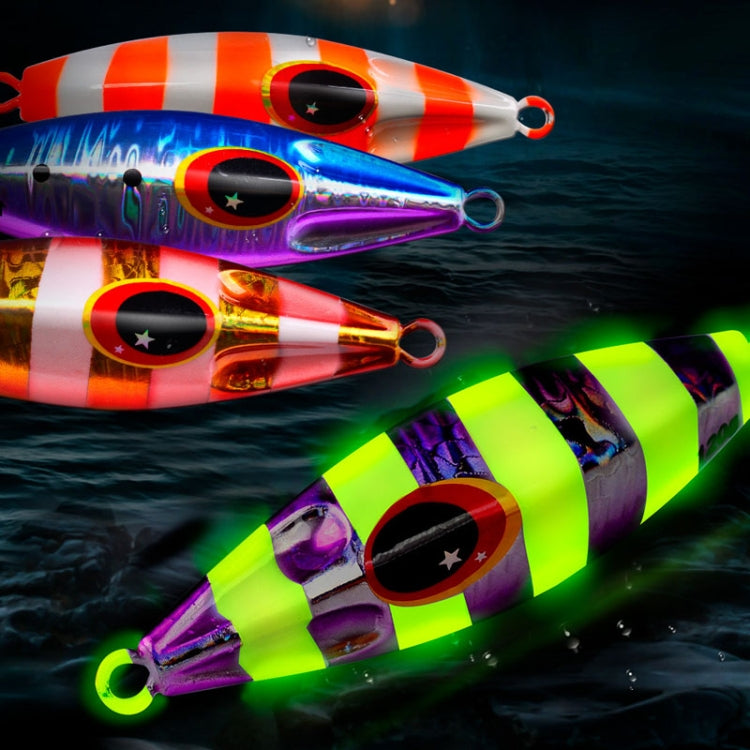 PROBEROS LF124 Deep Sea Iron Plate Lead Fish Fishing Lure Slow Sinking Rocking Luminous Boat Fishing Bait, Size: 40g(Color B)