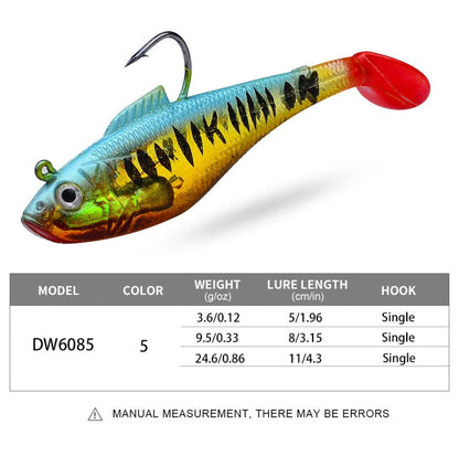 PROBEROS DW6085 Sea Bass Leadfish Soft Lure T-Tail Software Baits Sea Fishing Boat Fishing Bionic Lures, Size: 5cm/3.6g(Color B)