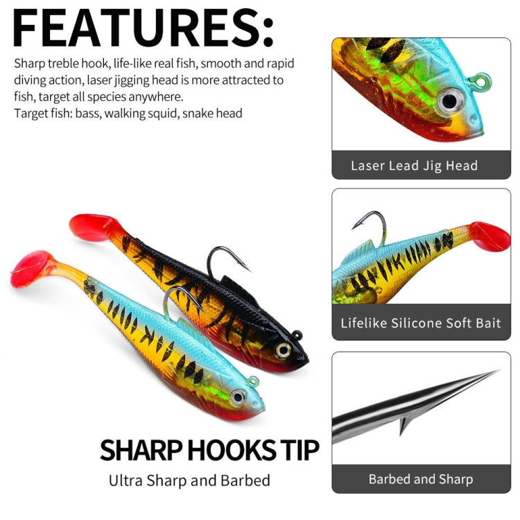 PROBEROS DW6085 Sea Bass Leadfish Soft Lure T-Tail Software Baits Sea Fishing Boat Fishing Bionic Lures, Size: 8cm/9.5g(Color D)