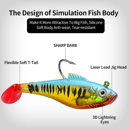 PROBEROS DW6085 Sea Bass Leadfish Soft Lure T-Tail Software Baits Sea Fishing Boat Fishing Bionic Lures, Size: 8cm/9.5g(Color B)