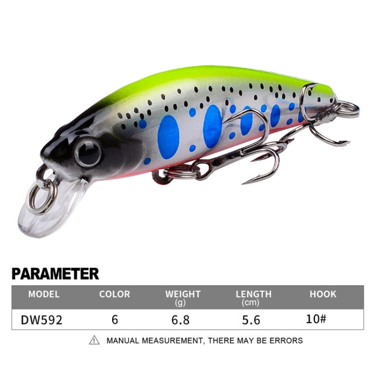 Leurre Minnow Coulant PROBEROS DW592, Longue Distance de Lancer, Faux Appât Bionique en Plastique Dur (Couleur B)