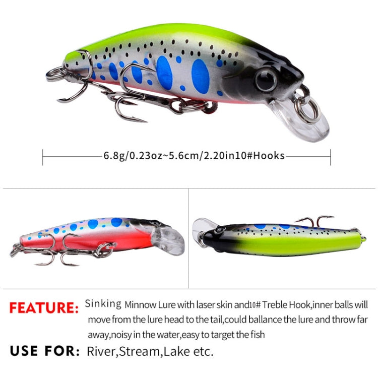 Leurre Minnow Coulant PROBEROS DW592, Longue Distance de Lancer, Faux Appât Bionique en Plastique Dur (Couleur B)