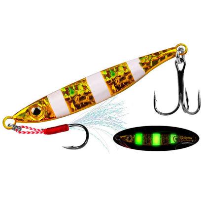 PROBEROS LF126 Leurre à longue portée pour poisson en plomb, pour la pêche en eau douce ou salée, avec paillettes, Poids: 30g (Couleur Lumineuse A)