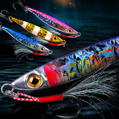 PROBEROS LF126 Long Casting Lead Fish Bait Freshwater Sea Fishing Fish Lures Sequins, Weight: 20g(Color E)