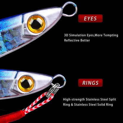 PROBEROS LF126 Leurre de pêche long casting en plomb, appâts de pêche en eau douce et mer, paillettes, Poids : 10 g (Couleur lumineuse A)