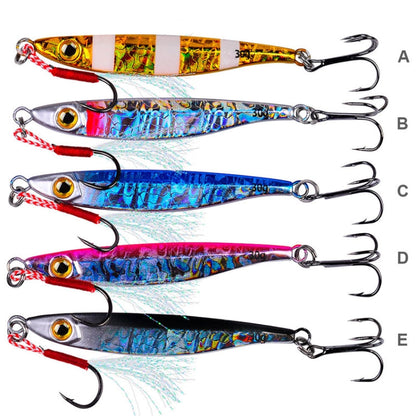 PROBEROS LF126 Long Casting Lead Fish Bait Freshwater Sea Fishing Fish Lures Sequins, Weight: 30g(Color E)