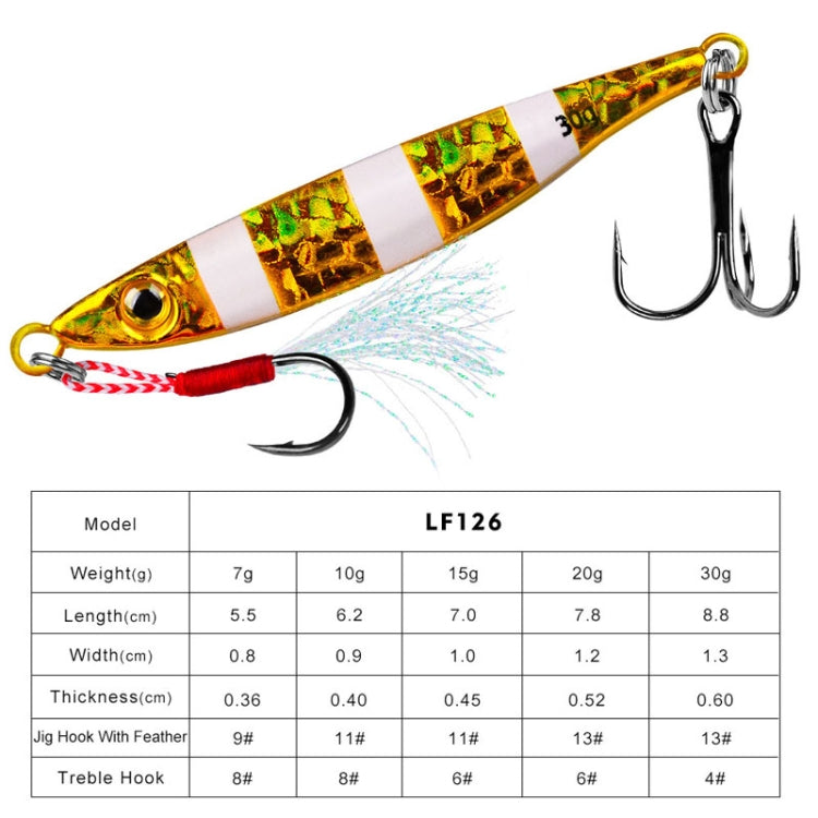 PROBEROS LF126 Long Casting Lead Fish Bait Freshwater Sea Fishing Fish Lures Sequins, Weight: 30g(Color E)