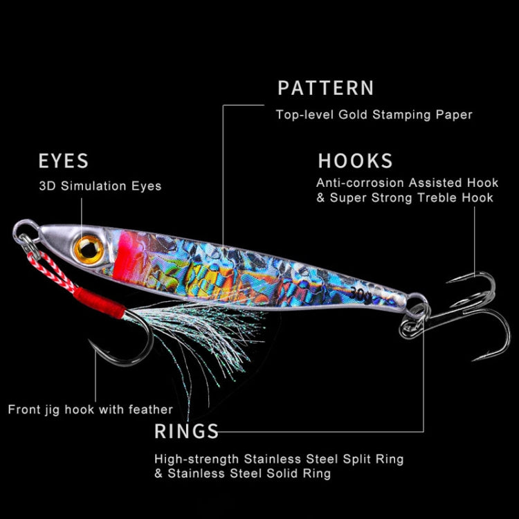 PROBEROS LF126 Long Casting Lead Fish Bait Freshwater Sea Fishing Fish Lures Sequins, Weight: 20g(Color E)