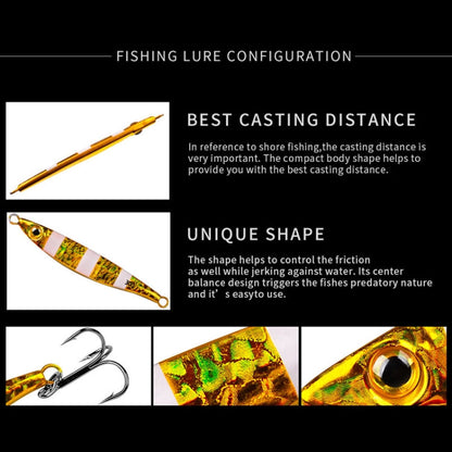 PROBEROS LF126 Long Casting Lead Fish Bait Freshwater Sea Fishing Fish Lures Sequins, Weight: 15g(Color E)