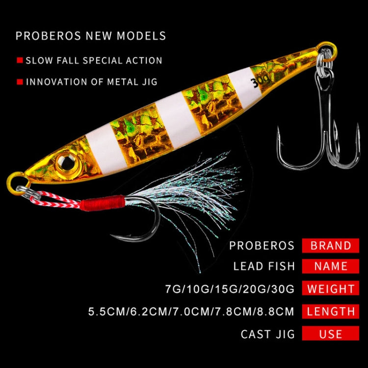 PROBEROS LF126 Leurre de pêche Long Casting en plomb pour eau douce et mer, paillettes, poids : 15g (couleur lumineuse A)