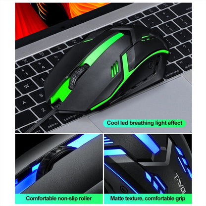T-WOLF TF230 Colorful Light Effect Game Office Computer Wired Keyboard and Mouse Kit(Black)