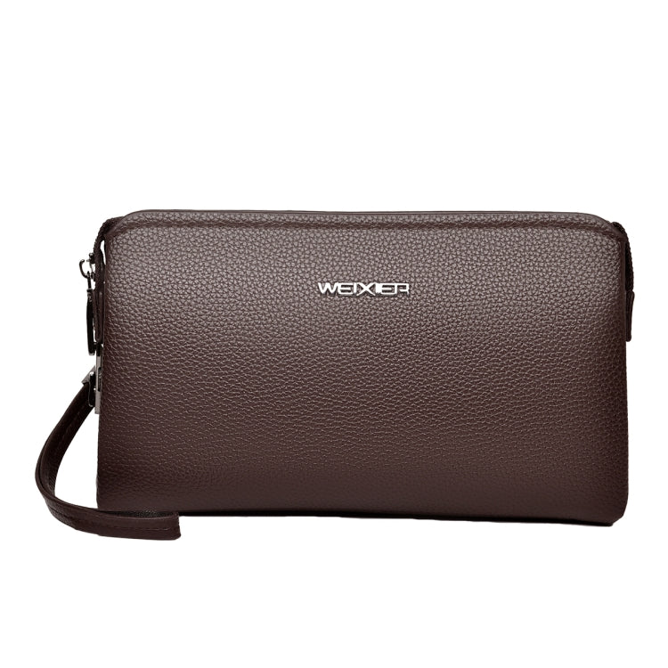 WEIXIER W125 Pochette Homme à Mot de Passe et Fermeture Éclair, Étui Téléphone Professionnel (Marron)
