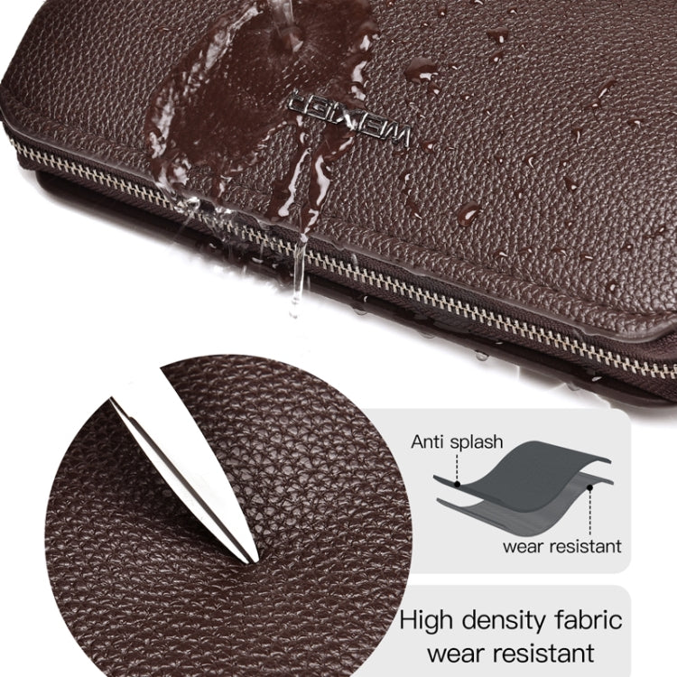 WEIXIER W125 Pochette Homme à Mot de Passe et Fermeture Éclair, Étui Téléphone Professionnel (Marron)