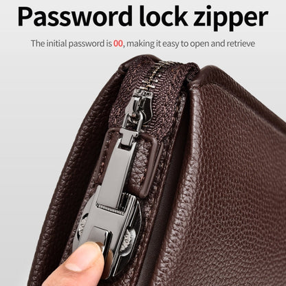 WEIXIER W125 Pochette Homme à Mot de Passe et Fermeture Éclair, Étui Téléphone Professionnel (Marron)