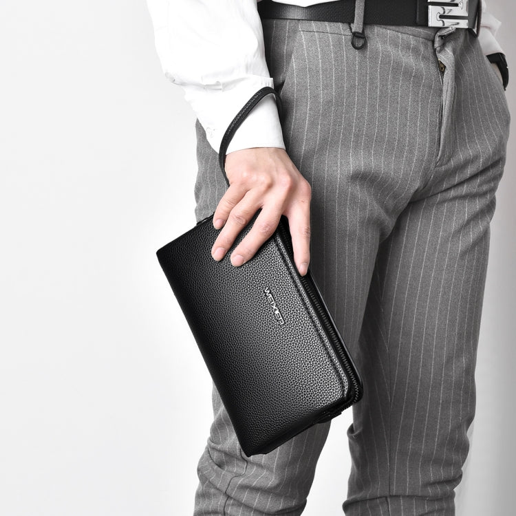 WEIXIER W125 Pochette Homme à Mot de Passe et Fermeture Éclair, Étui Téléphone Professionnel (Marron)