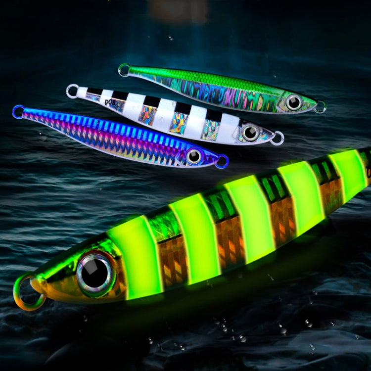 PROBEROS LF121 Fast Sinking Laser Boat Fishing Sea Fishing Lure Iron Plate Bait, Weight: 21g(Luminous Color E)