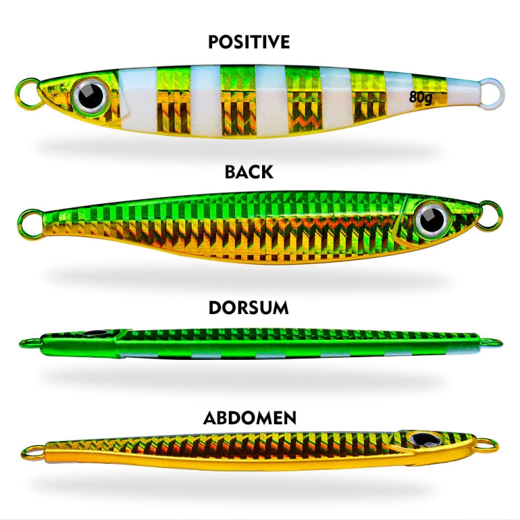 PROBEROS LF121 Fast Sinking Laser Boat Fishing Sea Fishing Lure Iron Plate Bait, Weight: 80g(Luminous Color E)