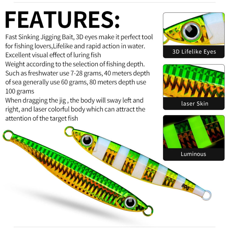 PROBEROS LF121 Fast Sinking Laser Boat Fishing Sea Fishing Lure Iron Plate Bait, Weight: 14g(Color B)