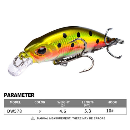 PROBEROS DW577 8003 Hook 5.3cm 4.6g Sinking Minnow Lure Long Casting Bionic Plastic Hard Bait Fishing Tackle(Color C)