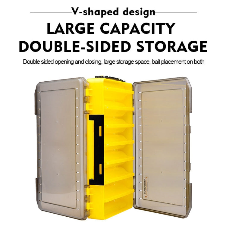 PROBEROS H1000 Boîte à leurres double face Étui de rangement portable double couche pour accessoires d'appâts, Style : Modèle B (Jaune)