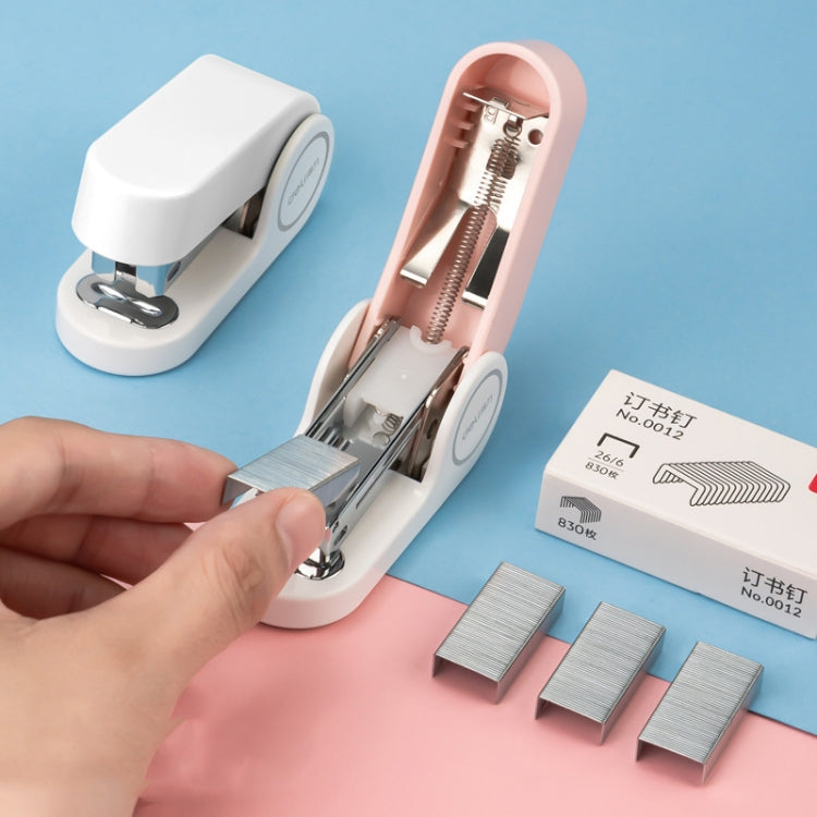 Deli Mini Stapler Includes 830 Staples ,12 Sheet Capacity(White)