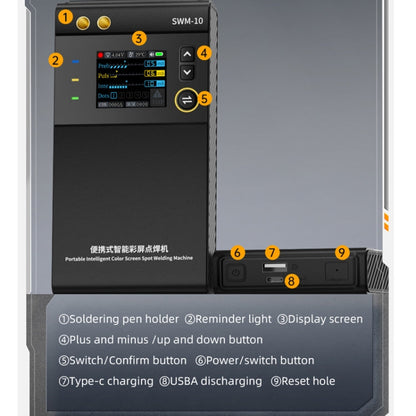 Mini soudeuse par points portative FNIRSI pour feuilles de nickel de batterie au lithium de téléphone portable (SWM-10)