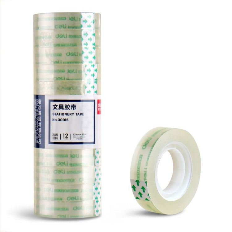 12 rouleaux Largeur 1.2cm x Longueur 27.3m Deli Petit ruban adhésif transparent haute viscosité de bureau Ruban adhésif de papeterie pour étudiant