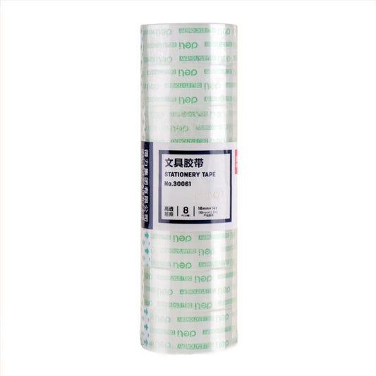 8 Rolls Width 1.8cm x Length 12.8m Deli Small High Viscosity Office Transparent Tape Student Stationery Tape