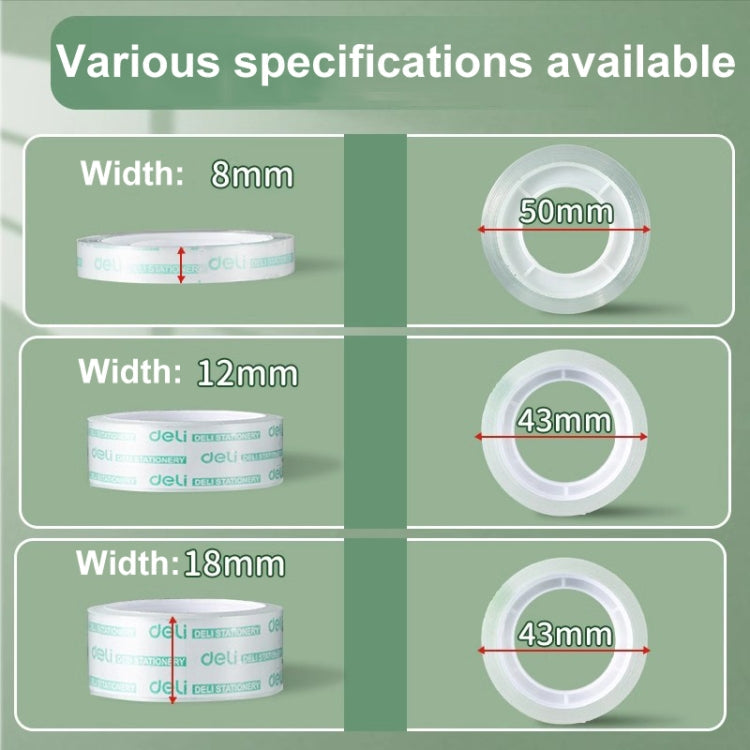 8 Rolls Wide 1.8cm x Length 27.3m Deli Small High Viscosity Office Transparent Tape Student Stationery Tape