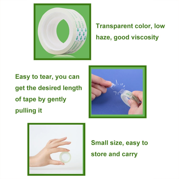 8 Rolls Wide 1.8cm x Length 27.3m Deli Small High Viscosity Office Transparent Tape Student Stationery Tape