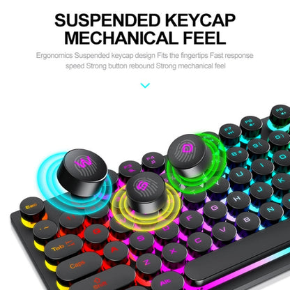 Clavier filaire rétro punk T-WOLF T80 104 touches RVB illuminé pour bureau et jeu, couleur : noir