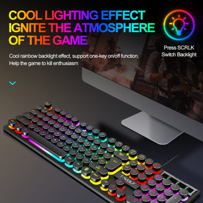 Clavier filaire rétro punk T-WOLF T80 104 touches RVB illuminé pour bureau et jeu, couleur : noir