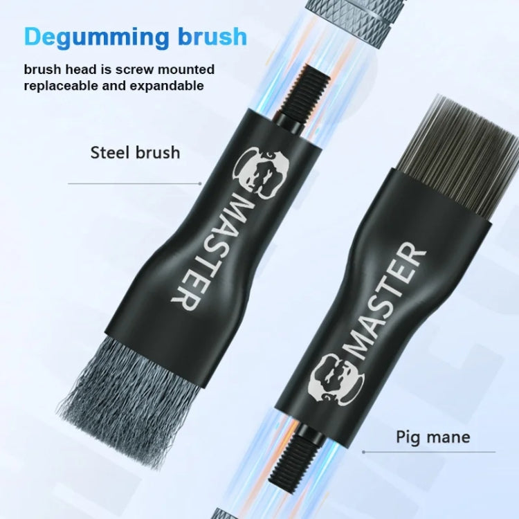MECHANIC Cell Phone Motherboard Chip Degumming Brush PCB De-Tin Cleaning Cylinder Long Handle Brush, Style: Steel Wire
