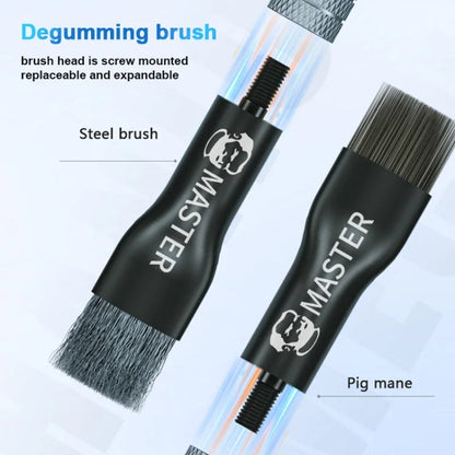 MECHANIC Cell Phone Motherboard Chip Degumming Brush PCB De-Tin Cleaning Cylinder Long Handle Brush, Style: Steel Wire