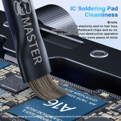 MECHANIC Cell Phone Motherboard Chip Degumming Brush PCB De-Tin Cleaning Cylinder Long Handle Brush, Style: Steel Wire