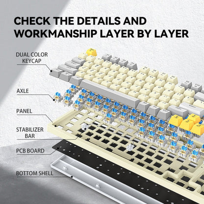 T-WOLF T50 97-keys RGB Luminous Color-Matching Game Mechanical Keyboard with Knob, Color: White B