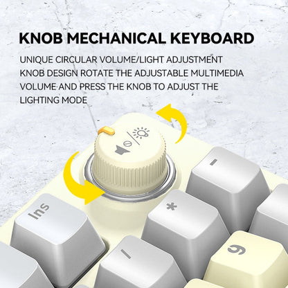 T-WOLF T50 97-keys RGB Luminous Color-Matching Game Mechanical Keyboard with Knob, Color: White B