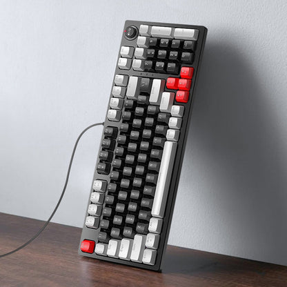 T-WOLF T50 97-keys RGB Luminous Color-Matching Game Mechanical Keyboard with Knob, Color: White B