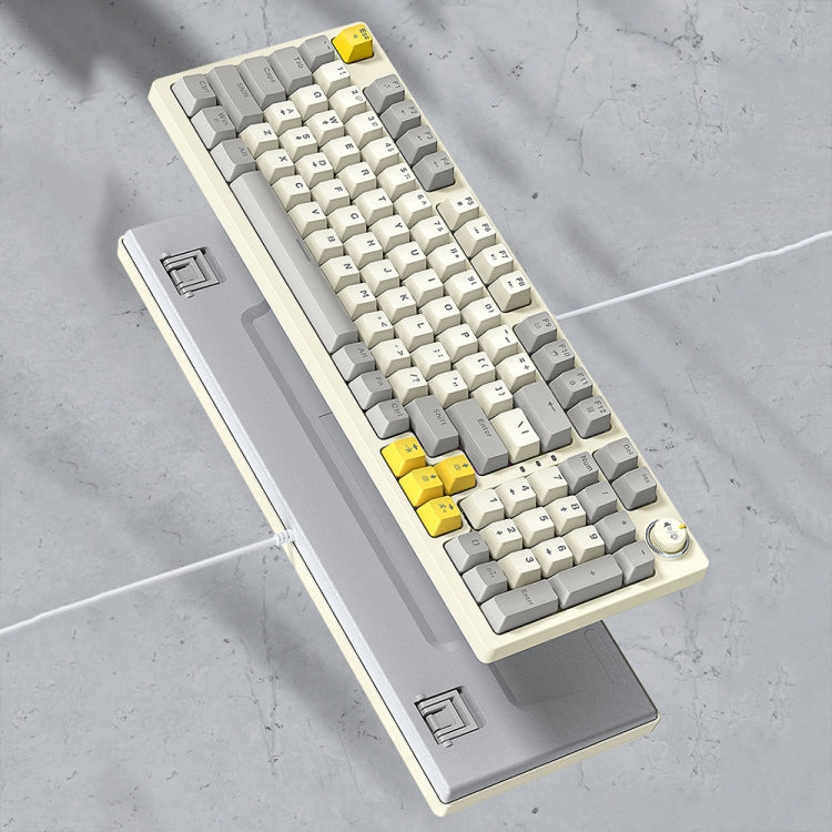 T-WOLF T50 97-keys RGB Luminous Color-Matching Game Mechanical Keyboard with Knob, Color: White B