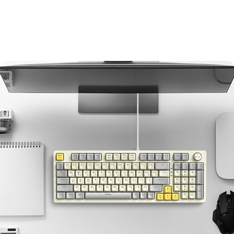 T-WOLF T50 97-keys RGB Luminous Color-Matching Game Mechanical Keyboard with Knob, Color: White B