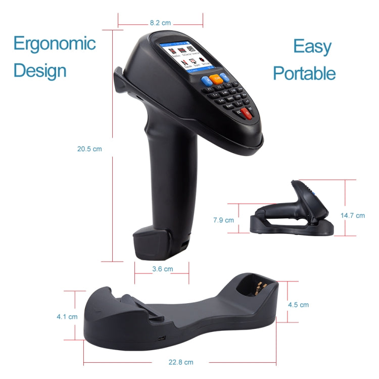NEWSCAN 2D Wireless Barcode Reader Scanner Data Collector With 2.2-Inch LCD Screen