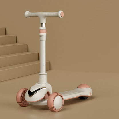 Trottinette Enfant Pliable Multifonctionnelle XOEYU K8 avec Musique et Lumières, Couleur: Rose Simple
