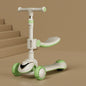 XOEYU K8 Multifunctional Adjustable Folding Children Scooter with Music and Lights, Color: 3-in-1 Green