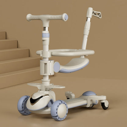 XOEYU K8 Multifunctional Adjustable Folding Children Scooter with Music and Lights, Color: 6-in-1 Blue