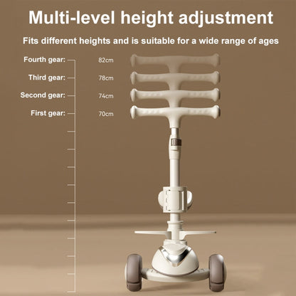 XOEYU K8 Multifunctional Adjustable Folding Children Scooter with Music and Lights, Color: Single Coffee