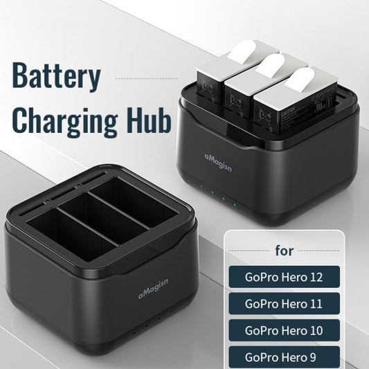 AMagisn Chargeur de Batterie pour GoPro HERO12 Black /11 Black /10 Black /9 Black
