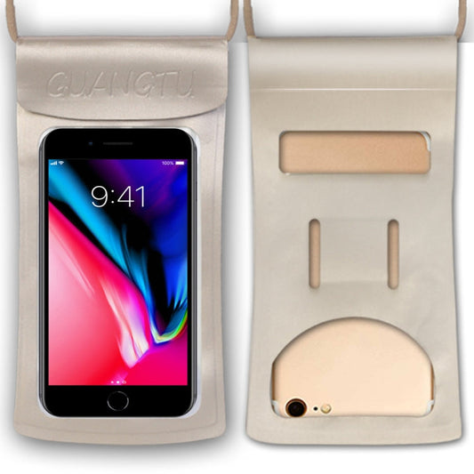 Sac étanche TPU transparent pour téléphone à écran tactile 30m, Étui de téléphone pour rafting en extérieur (Champagne)